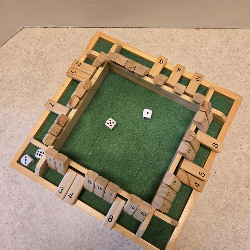 Wooden Shut The Box Game W/4 Dice